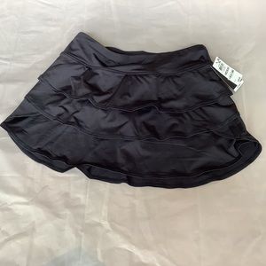 New Womens Ideology Performance Black Skort Ruffled Tiered Lined Size Medium